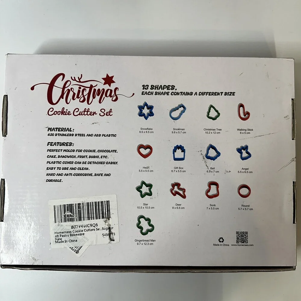 13 Pc Christmas Cookie Cutter Set Stainless Steel Holiday Baking Shapes